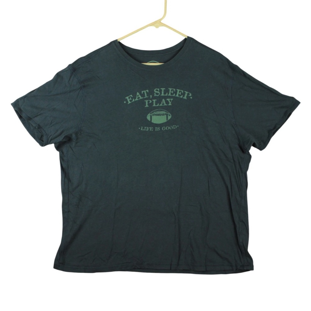 Life Is Good Sleep Semi-Fitted Tee Shirt Mens XL Tear EAT, SLEEP, PLAY FOOTBALL
